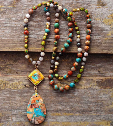 Antique Glamour Geometrci Agate Pendant Necklace-Your Soul Place